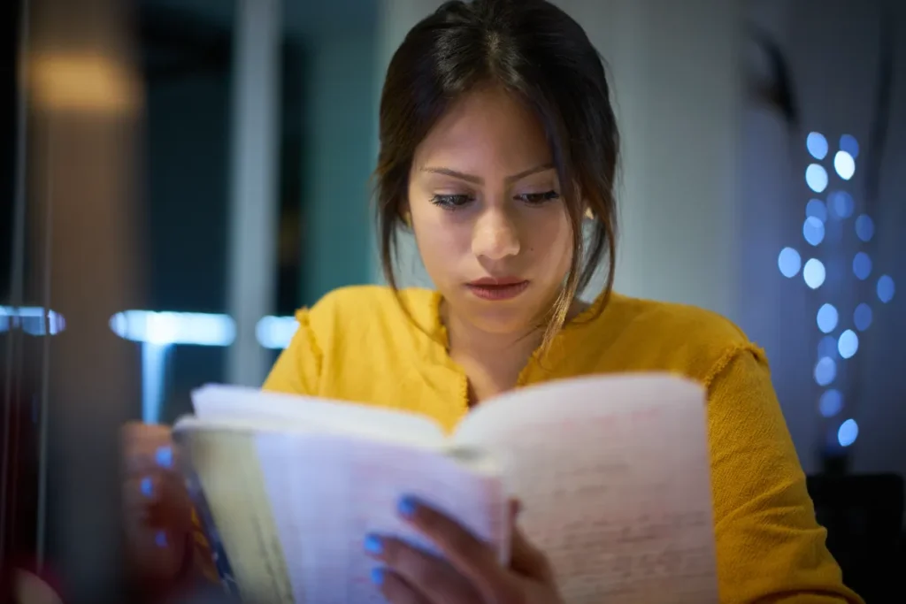 High school student studying human anatomy as preparation for a hygiene assistant career.